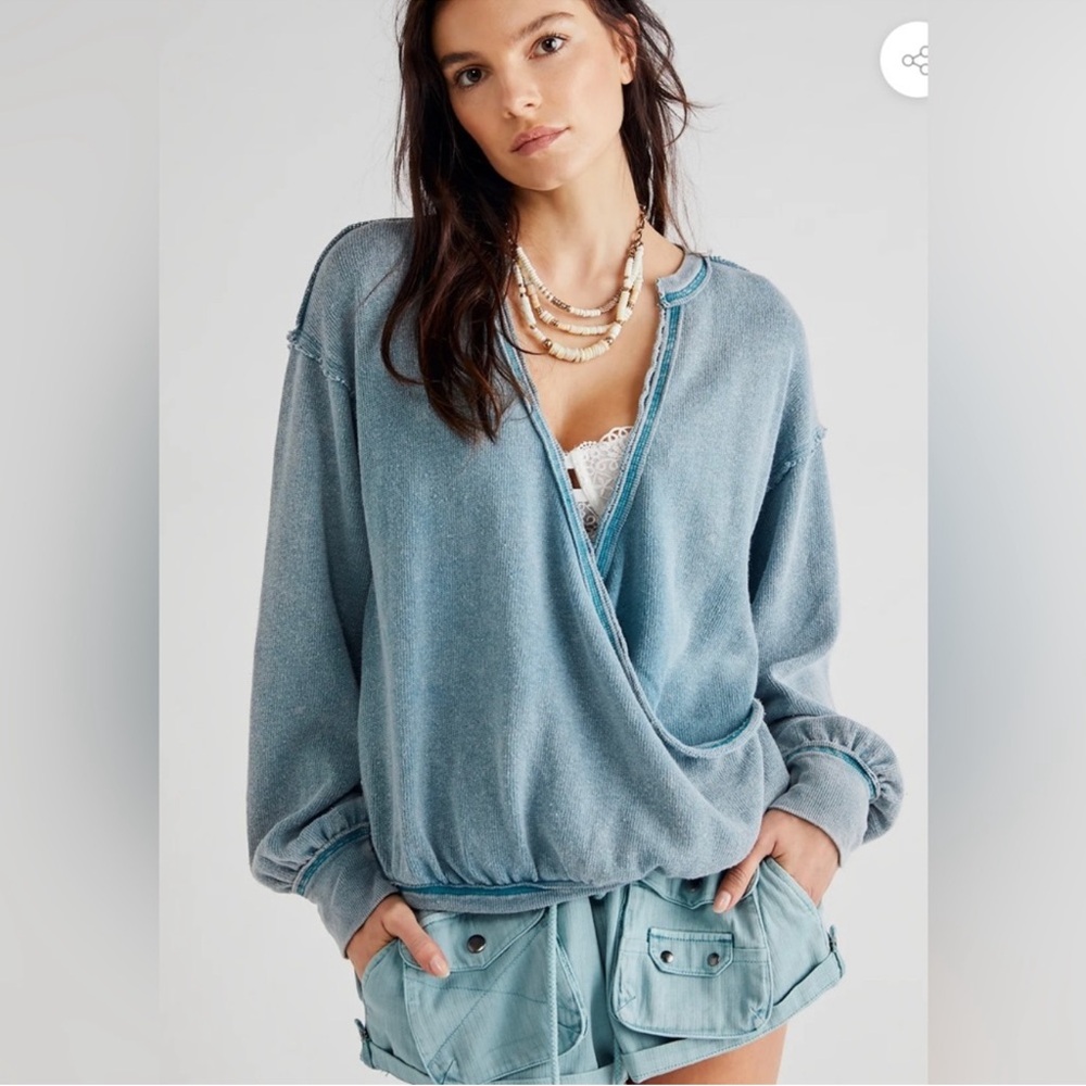 NWT Free People We The Free Anyway Tee in Deep Teal SzM